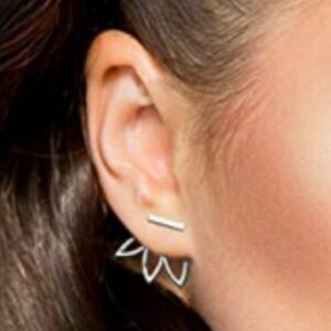 Sterling Silver Floral Ear Jacket Earrings - Silver